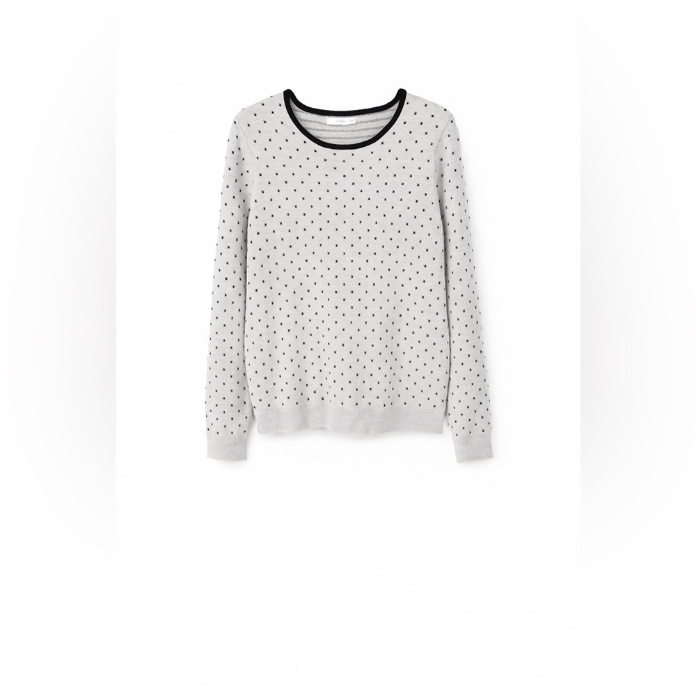 Mango Gray Top with Black Dots